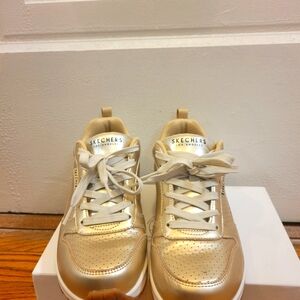 Skechers Metallic Gold Lace-Up Sneakers